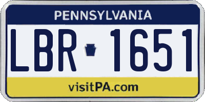PA license plate LBR1651