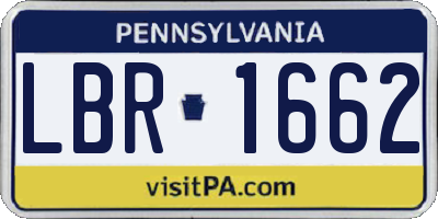 PA license plate LBR1662