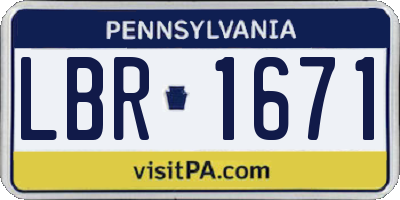 PA license plate LBR1671