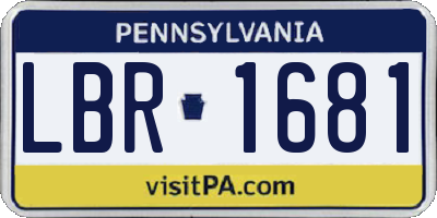 PA license plate LBR1681