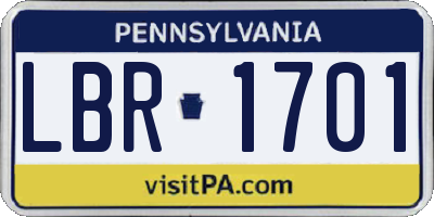 PA license plate LBR1701