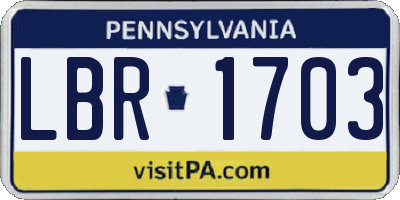 PA license plate LBR1703