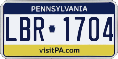 PA license plate LBR1704