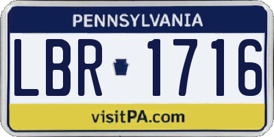 PA license plate LBR1716