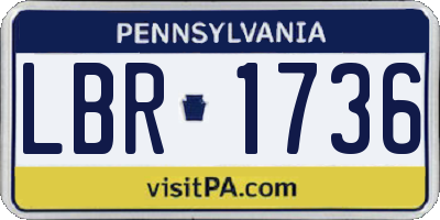 PA license plate LBR1736