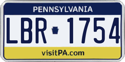 PA license plate LBR1754