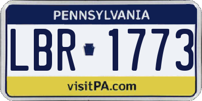 PA license plate LBR1773