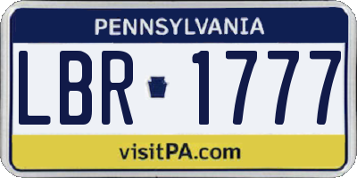 PA license plate LBR1777