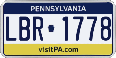 PA license plate LBR1778