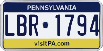 PA license plate LBR1794