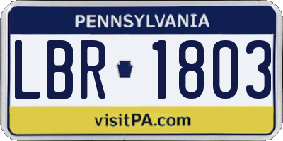PA license plate LBR1803