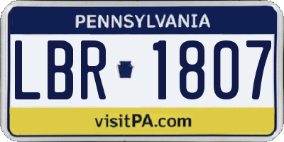 PA license plate LBR1807