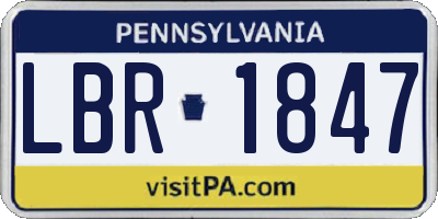 PA license plate LBR1847
