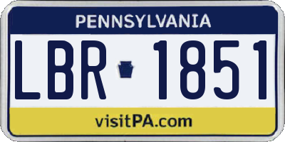 PA license plate LBR1851