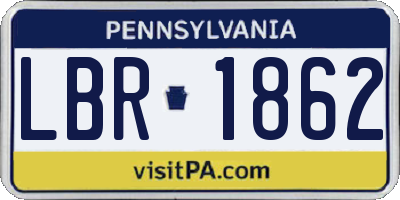 PA license plate LBR1862