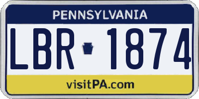 PA license plate LBR1874