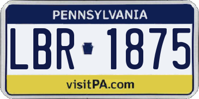 PA license plate LBR1875