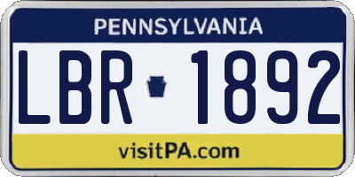 PA license plate LBR1892