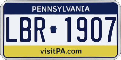 PA license plate LBR1907