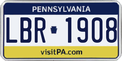 PA license plate LBR1908