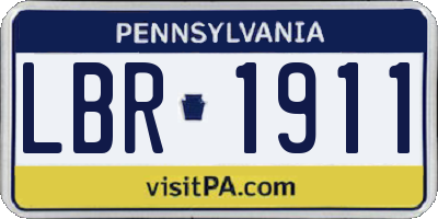 PA license plate LBR1911