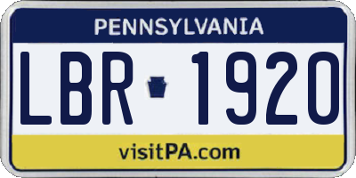 PA license plate LBR1920