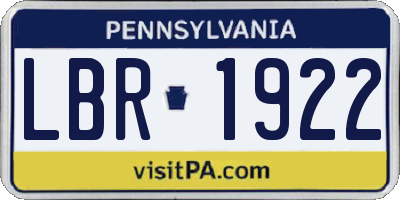 PA license plate LBR1922