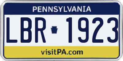 PA license plate LBR1923