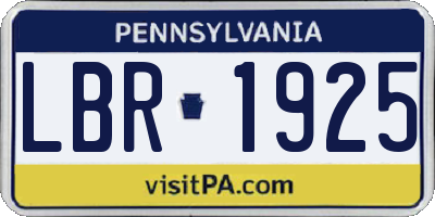 PA license plate LBR1925