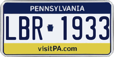 PA license plate LBR1933