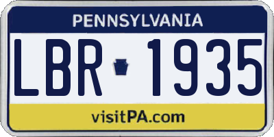 PA license plate LBR1935