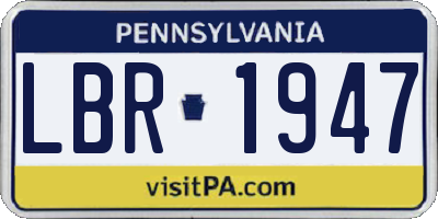 PA license plate LBR1947