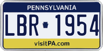 PA license plate LBR1954