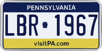PA license plate LBR1967