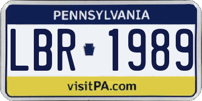 PA license plate LBR1989