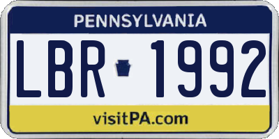 PA license plate LBR1992