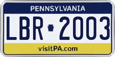 PA license plate LBR2003