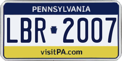 PA license plate LBR2007