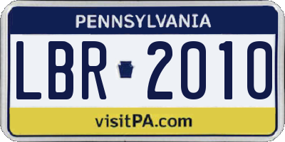 PA license plate LBR2010