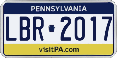 PA license plate LBR2017