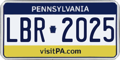 PA license plate LBR2025
