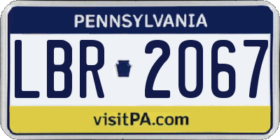 PA license plate LBR2067