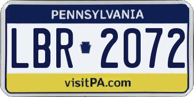 PA license plate LBR2072
