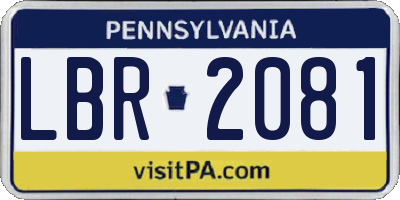 PA license plate LBR2081