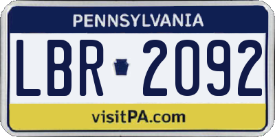 PA license plate LBR2092
