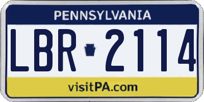 PA license plate LBR2114