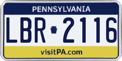 PA license plate LBR2116