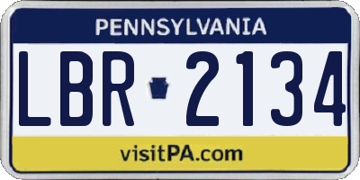 PA license plate LBR2134