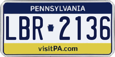 PA license plate LBR2136