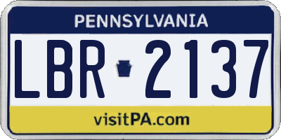 PA license plate LBR2137